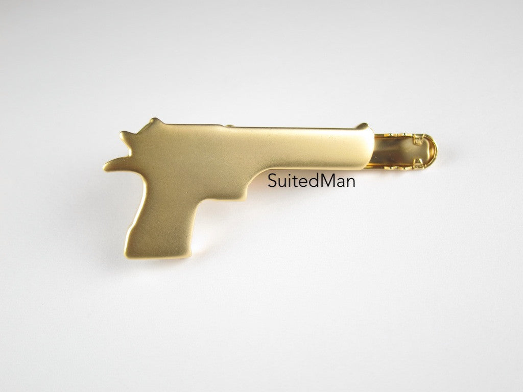 Golden Gun Silhouette Tie Clip, Matte - SuitedMan