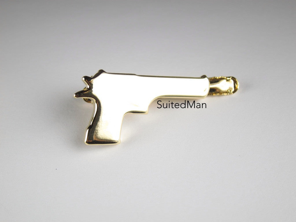 Golden Gun Silhouette Tie Clip, Shiny - SuitedMan