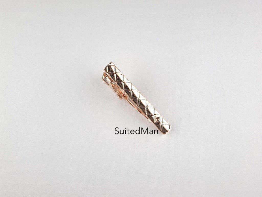 Tie Clip, 1.5", Diamond Pattern, Rose Gold - SuitedMan