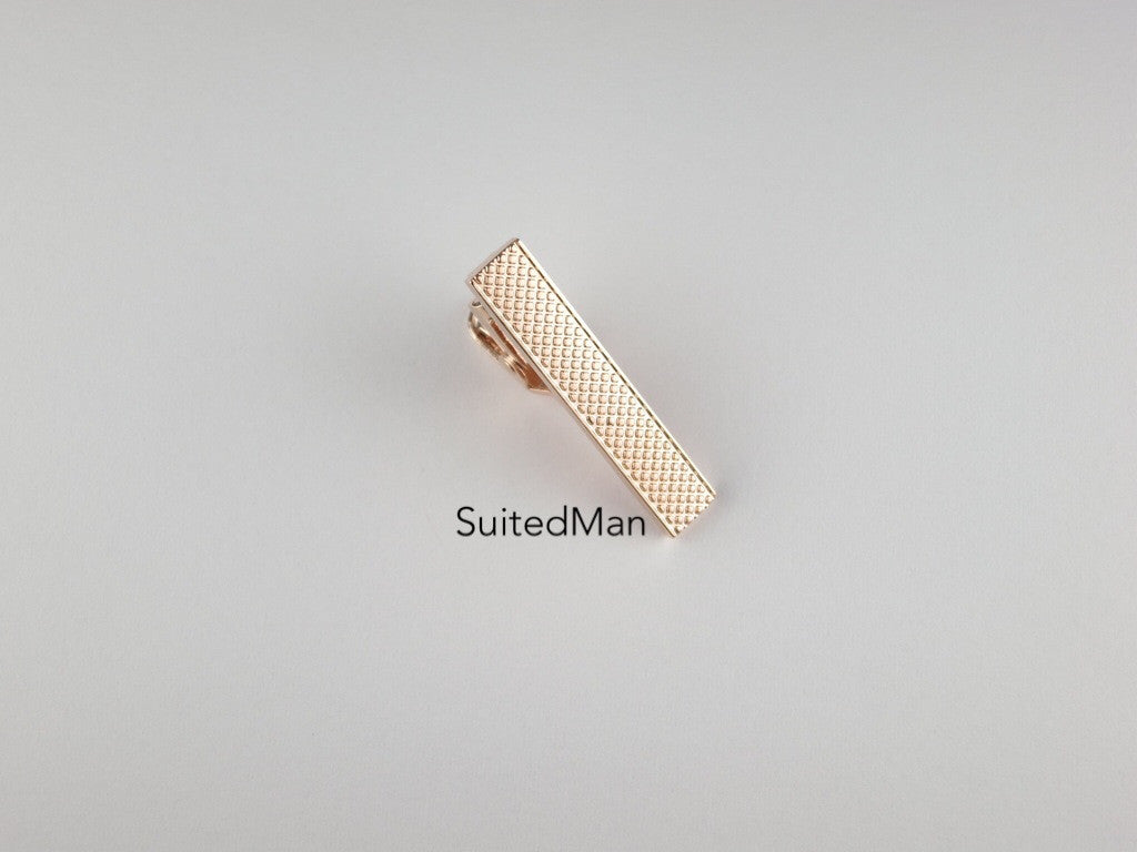 Tie Clip, 1.25", Textured, Rose Gold - SuitedMan