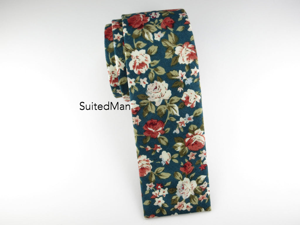 Floral Tie, Antique Rose, Flat End - SuitedMan