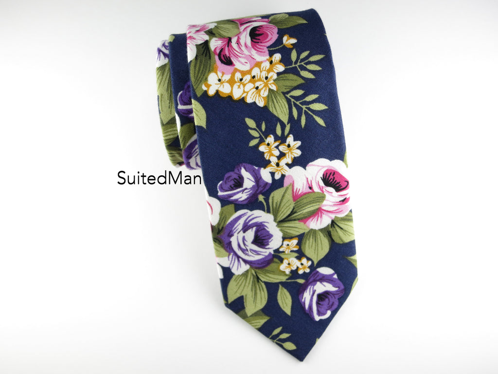Floral Tie, Navy Floral - SuitedMan