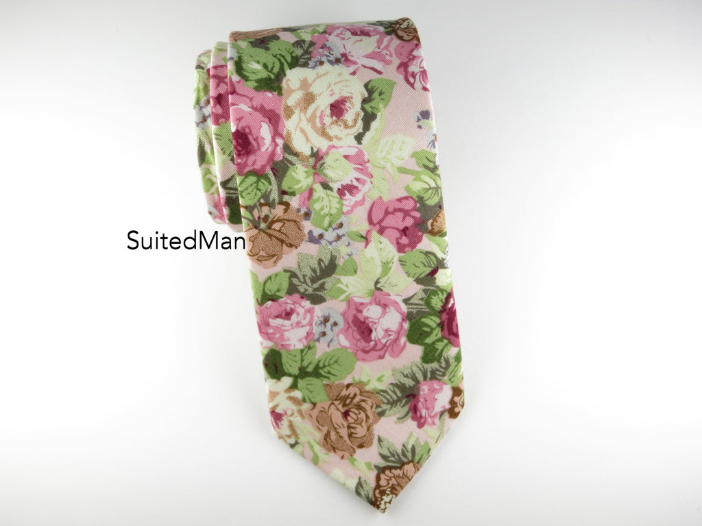 Floral Tie, Vintage Pink Floral - SuitedMan