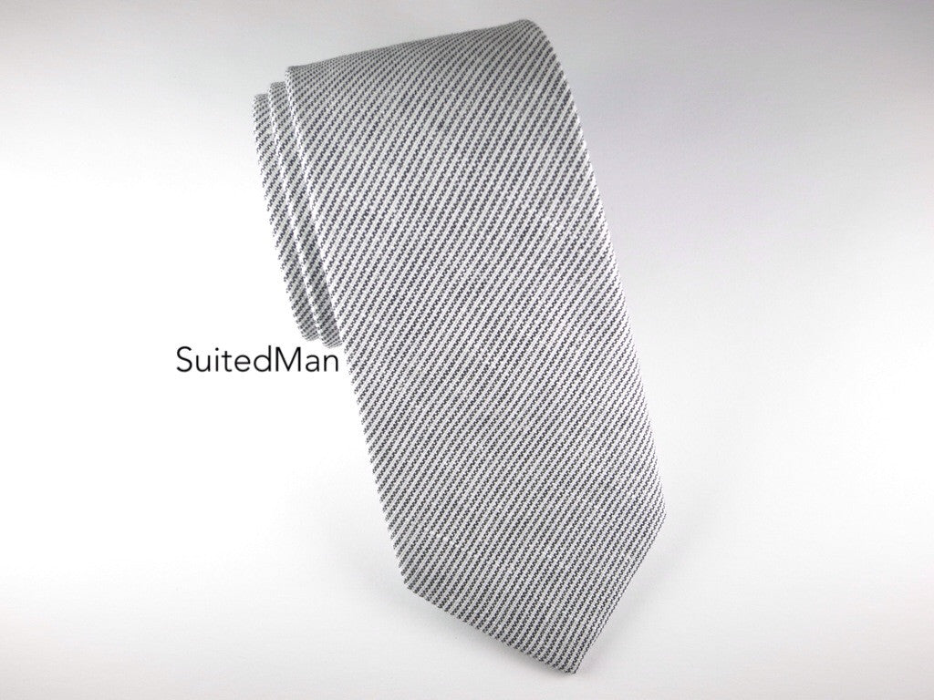 Tie, Black Linen Stripes - SuitedMan