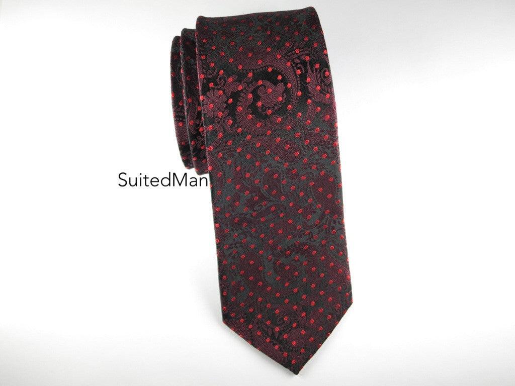 Tie, Pindot Paisley, Red - SuitedMan