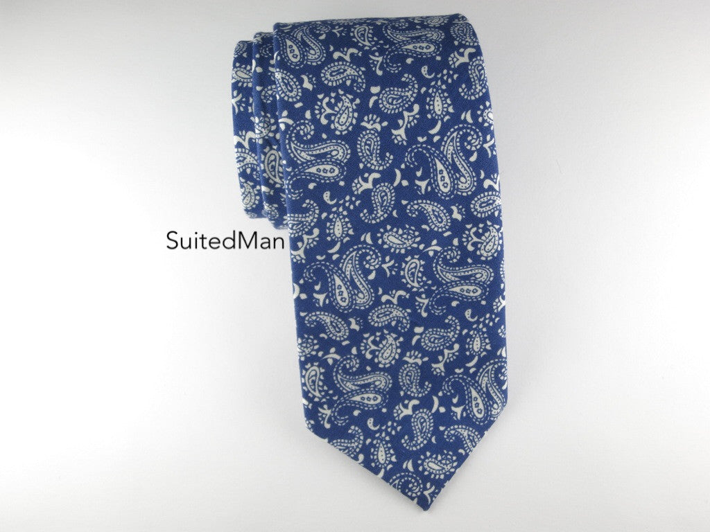 Tie, Vintage Blue Paisley - SuitedMan