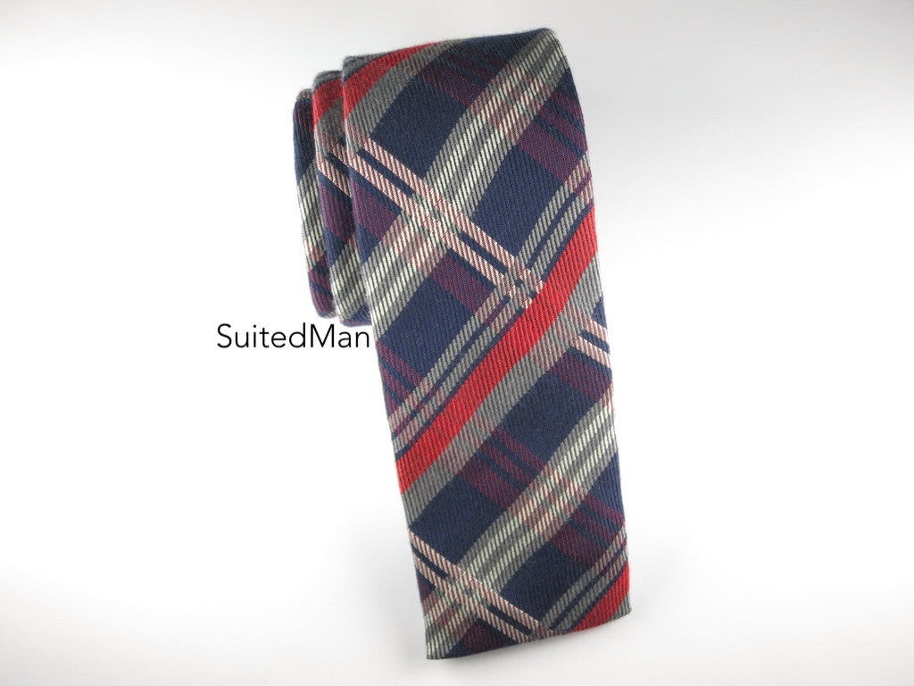 Tie, Plaid, Multicolor, Flat End - SuitedMan