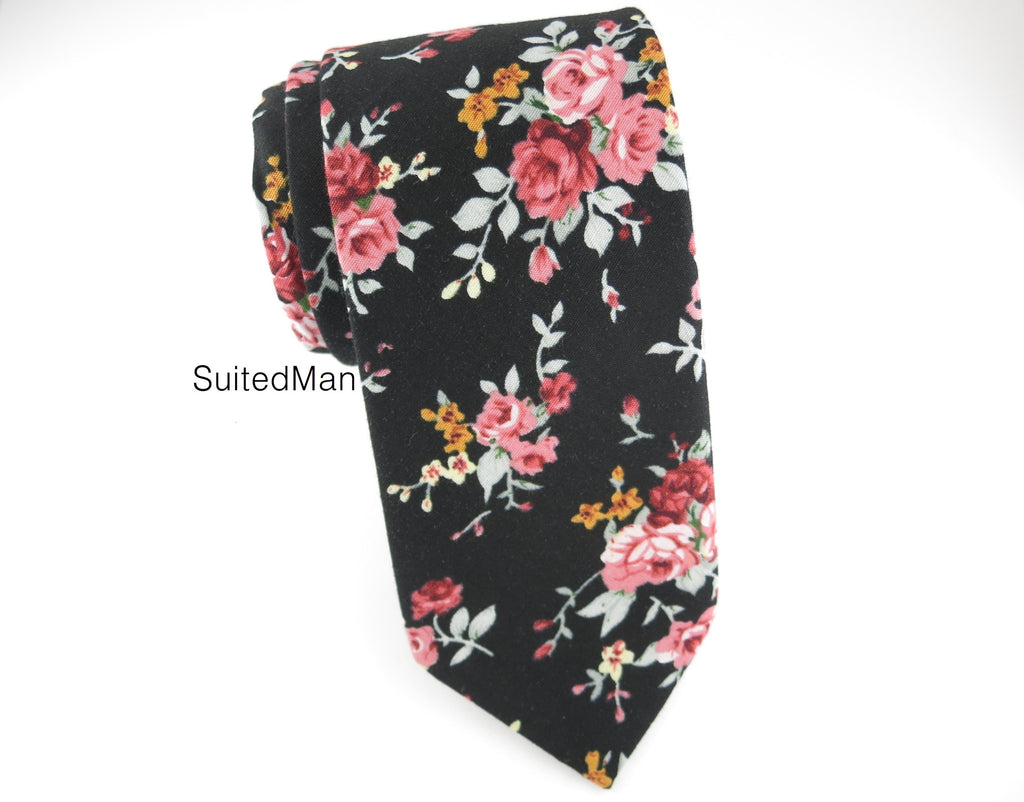Floral Tie, Vintage Noir - SuitedMan