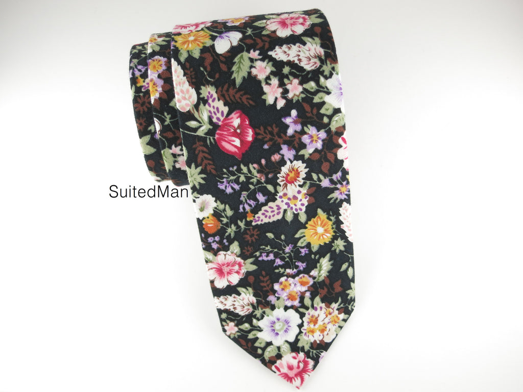 Floral Tie, Vivid Bloom Noir - SuitedMan