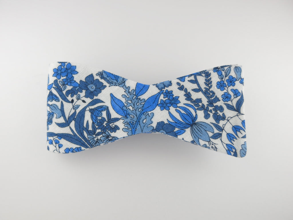 Floral Bow Tie, White Canary, Flat End - SuitedMan