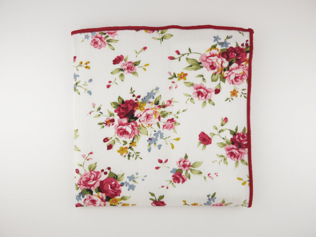 Pocket Square, White English Rose - SuitedMan