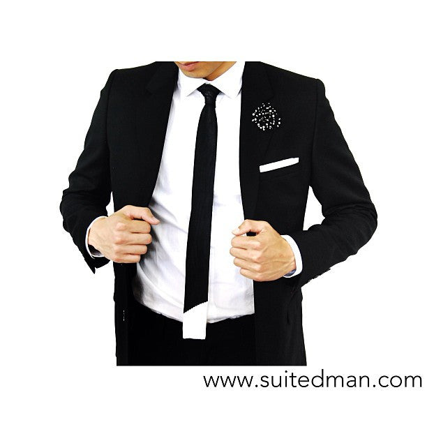 Knit Tie, Colorway, Black/White - SuitedMan