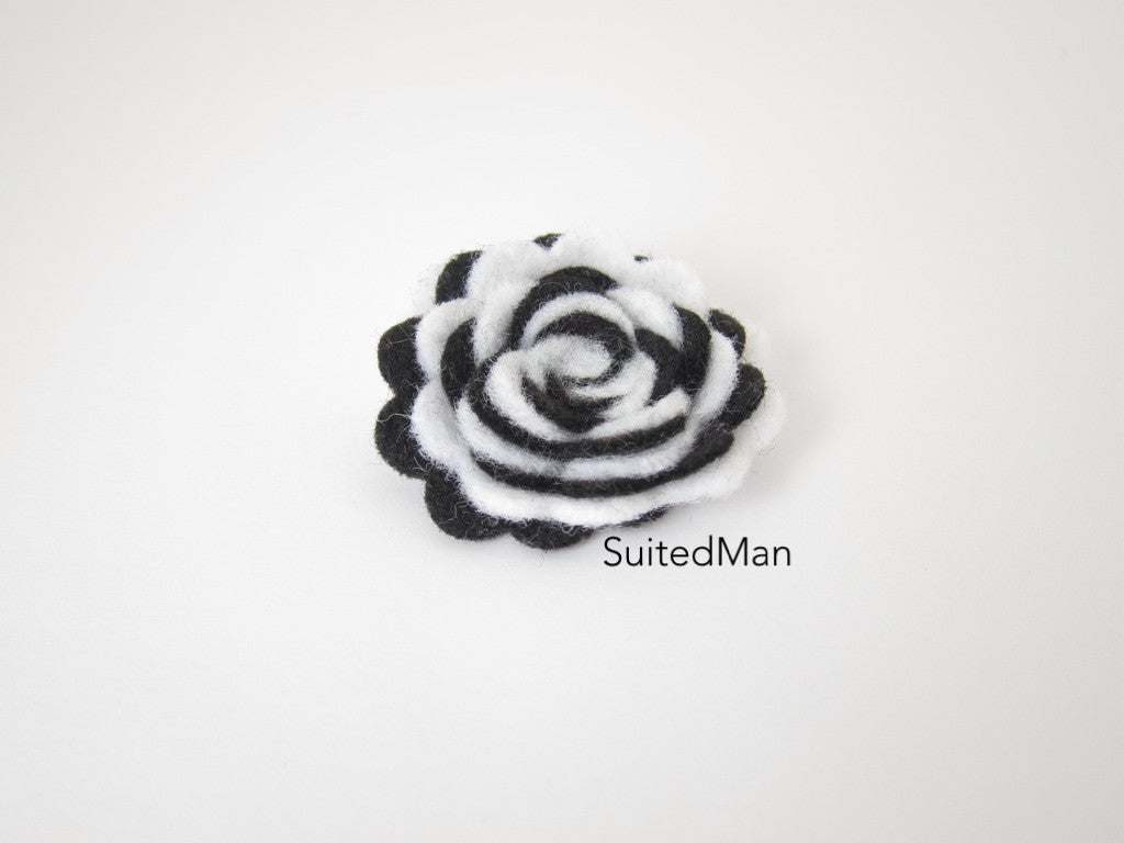 Lapel Flower, Felt, Two Tone, Black/White Colorway - SuitedMan