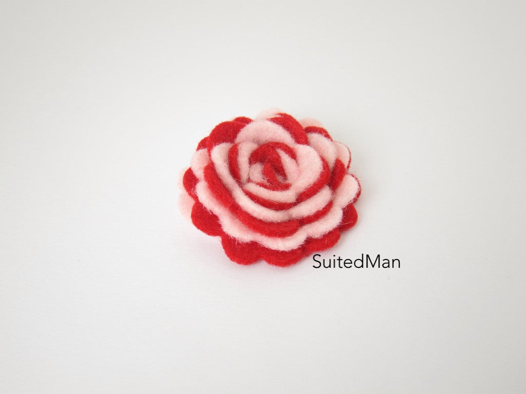 Lapel Flower, Felt, Two Tone, Pink/Red Colorway - SuitedMan