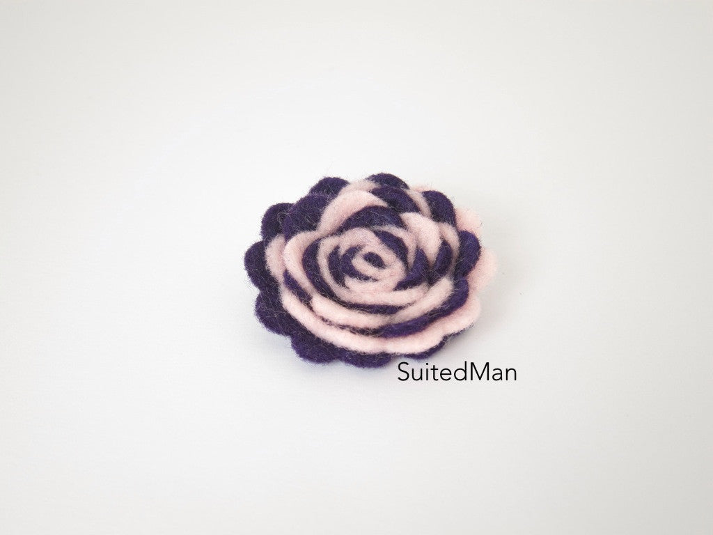 Lapel Flower, Felt, Two Tone, Pink/Deep Purple Colorway - SuitedMan