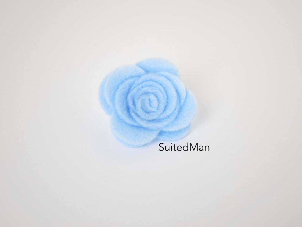 Lapel Flower, Felt, Rose, Baby Blue - SuitedMan