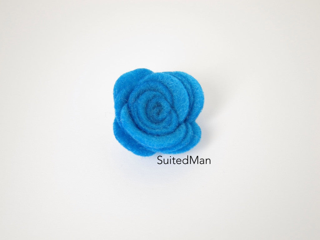 Lapel Flower, Felt, Rose, Aqua Blue - SuitedMan