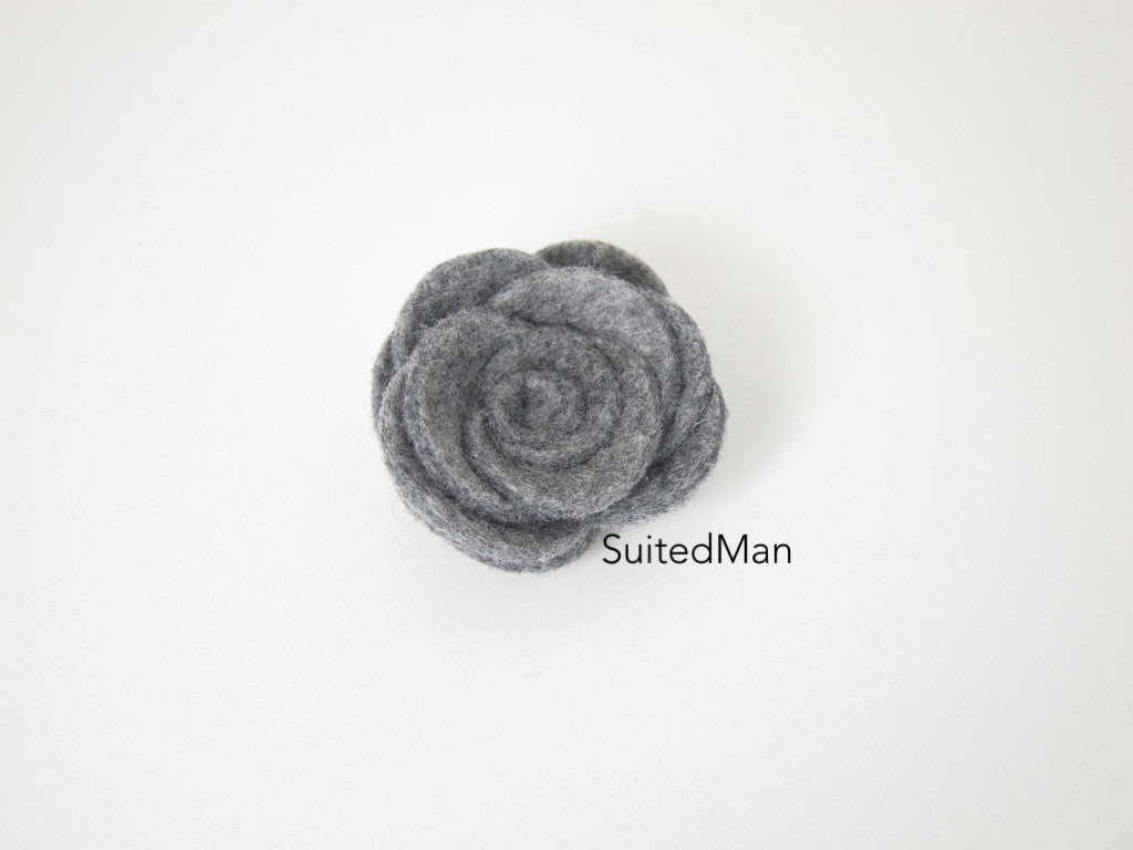 Lapel Flower, Felt, Rose, Heather Grey - SuitedMan