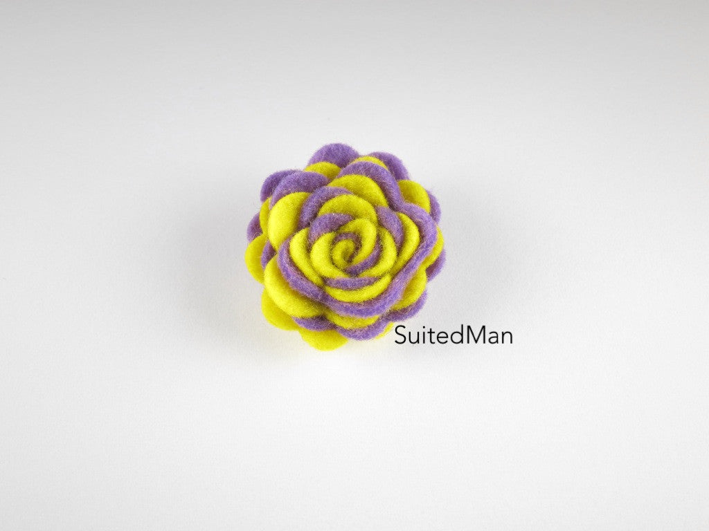 Lapel Flower, Felt, Two Tone, Lavender/Yellow Colorway - SuitedMan