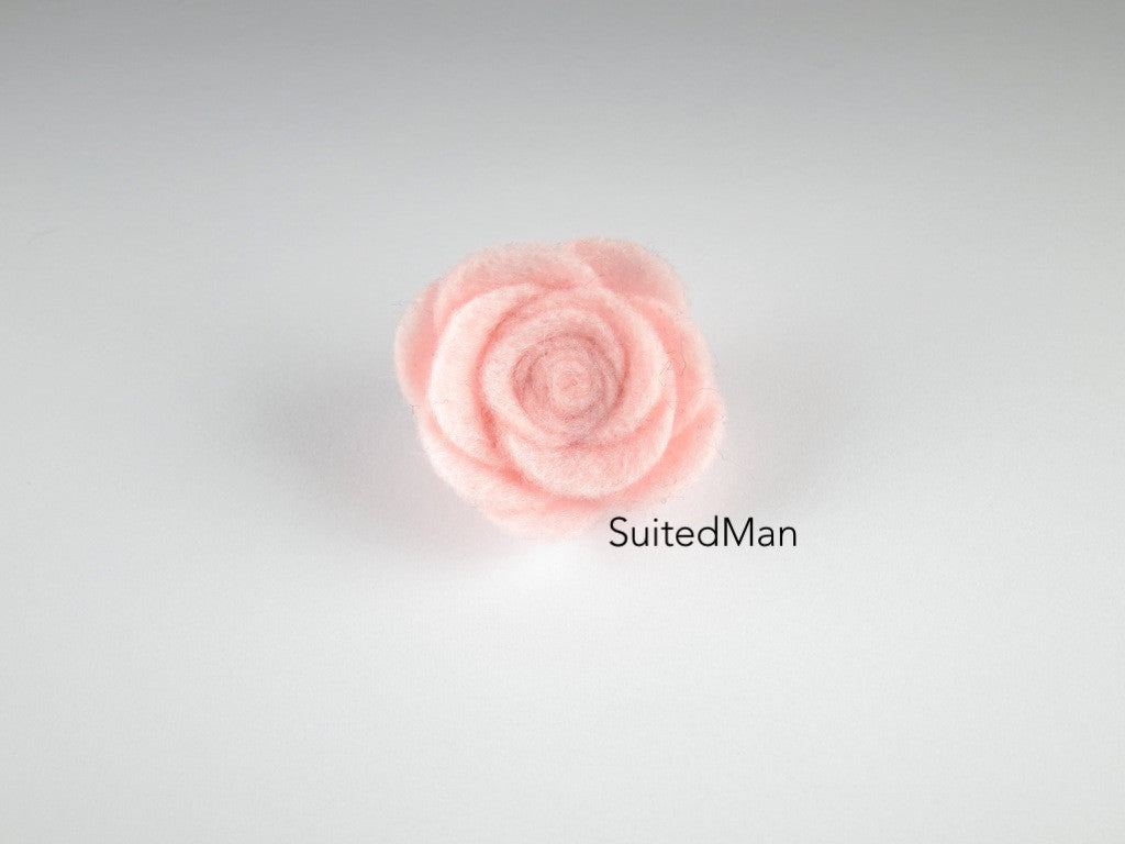 Lapel Flower, Felt, Rose, Light Pink - SuitedMan