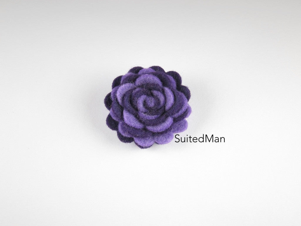 Lapel Flower, Felt, Two Tone, Lavender/Deep Purple Colorway - SuitedMan