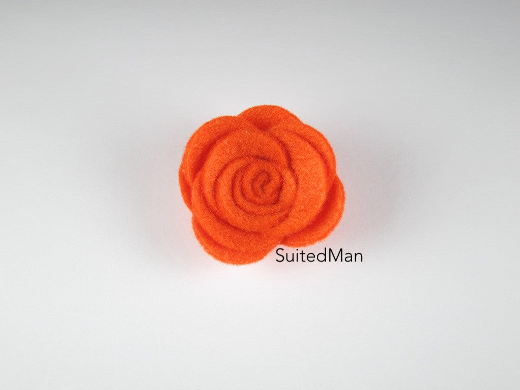 Lapel Flower, Felt, Rose, Pumpkin - SuitedMan