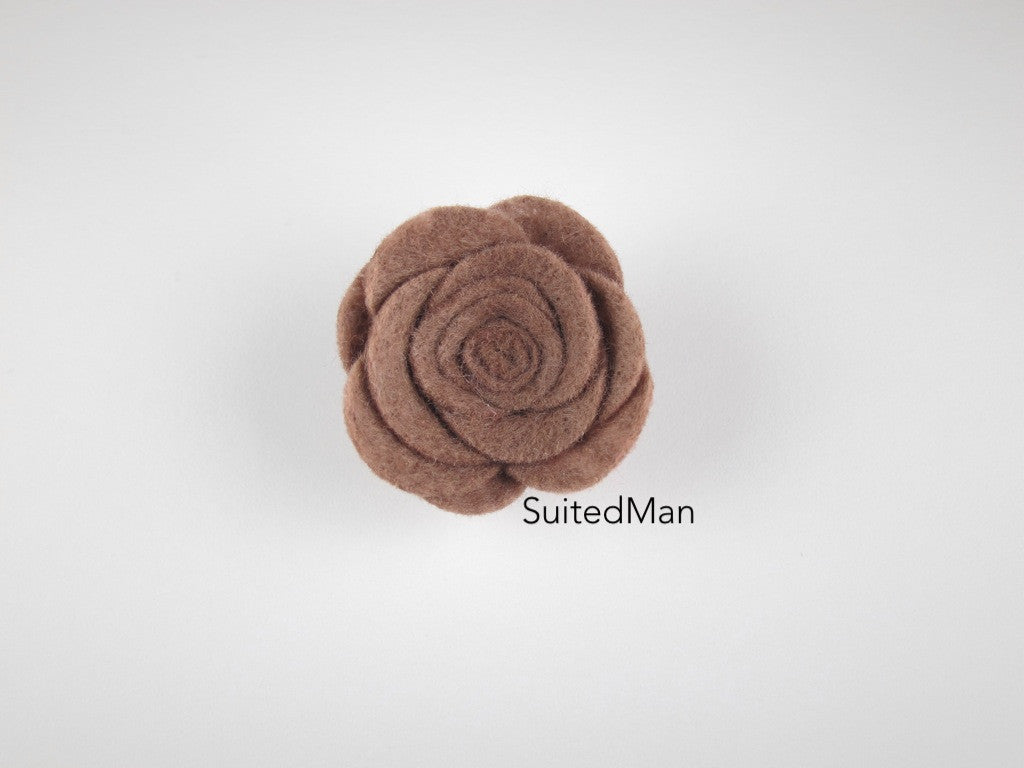 Lapel Flower, Felt, Rose, Taupe - SuitedMan