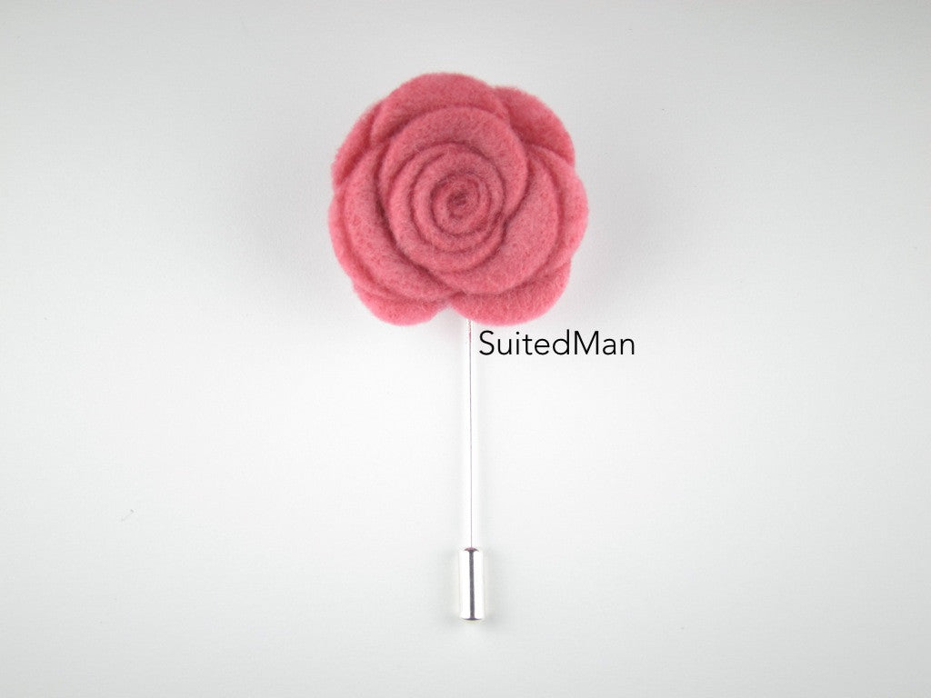 Pin Lapel Flower, Felt, Rose, Dusty Pink - SuitedMan