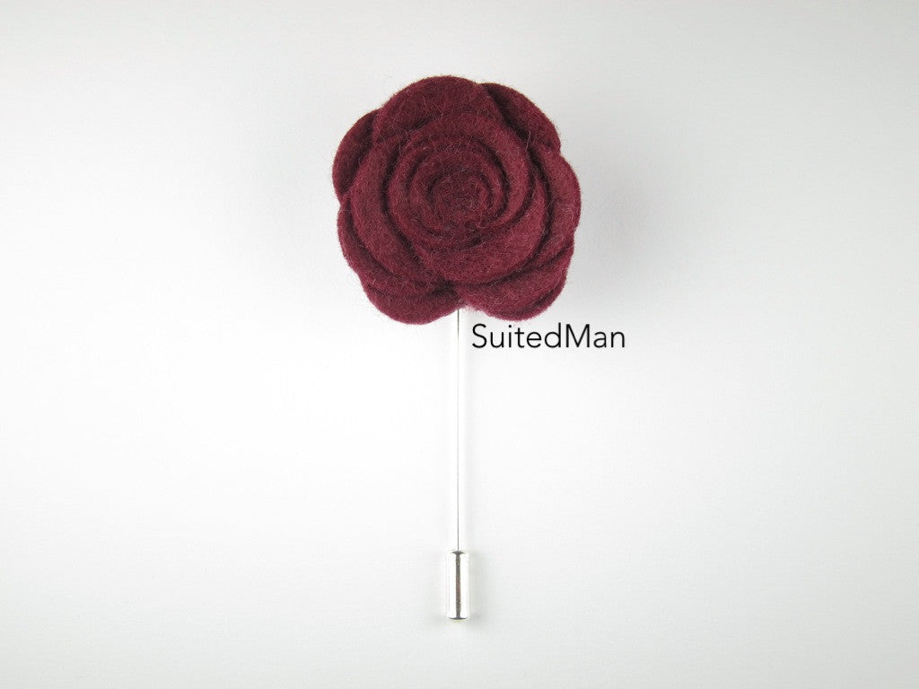 Pin Lapel Flower, Felt, Rose, Brandy - SuitedMan