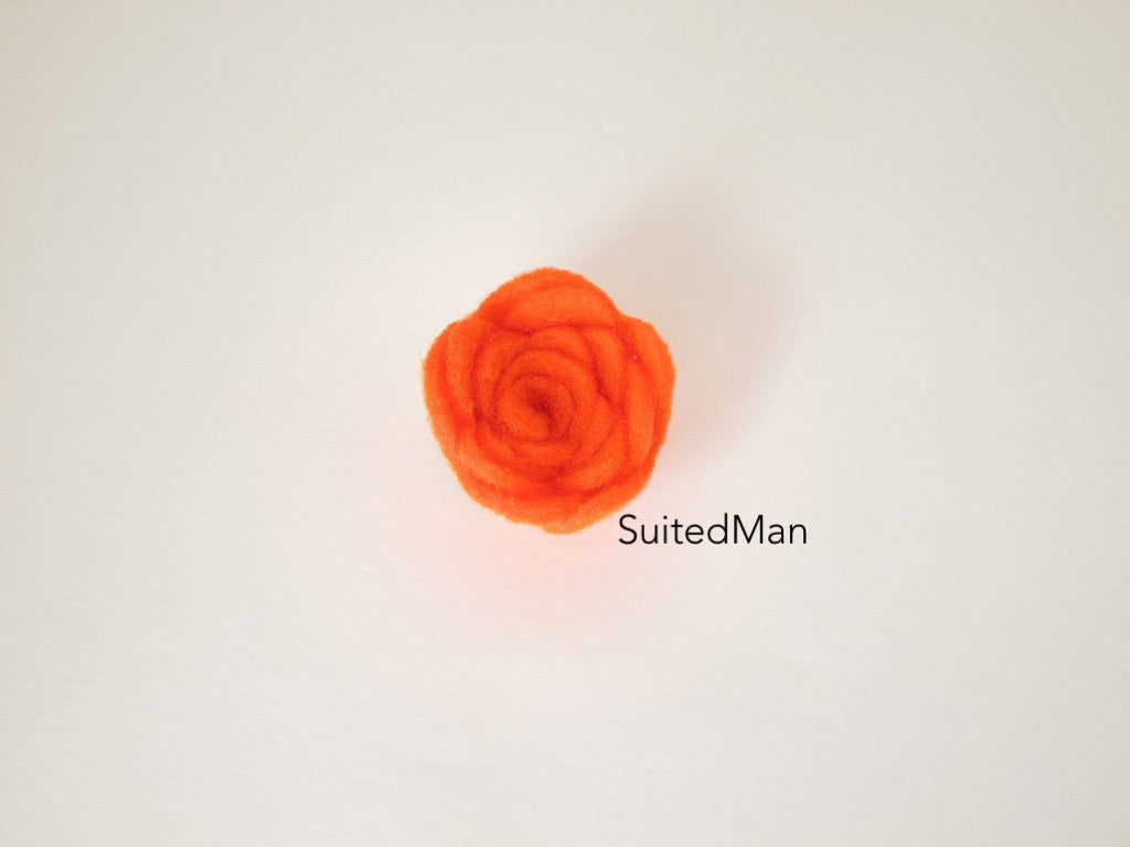 Lapel Flower, Felt, Rosebud, Tangerine - SuitedMan