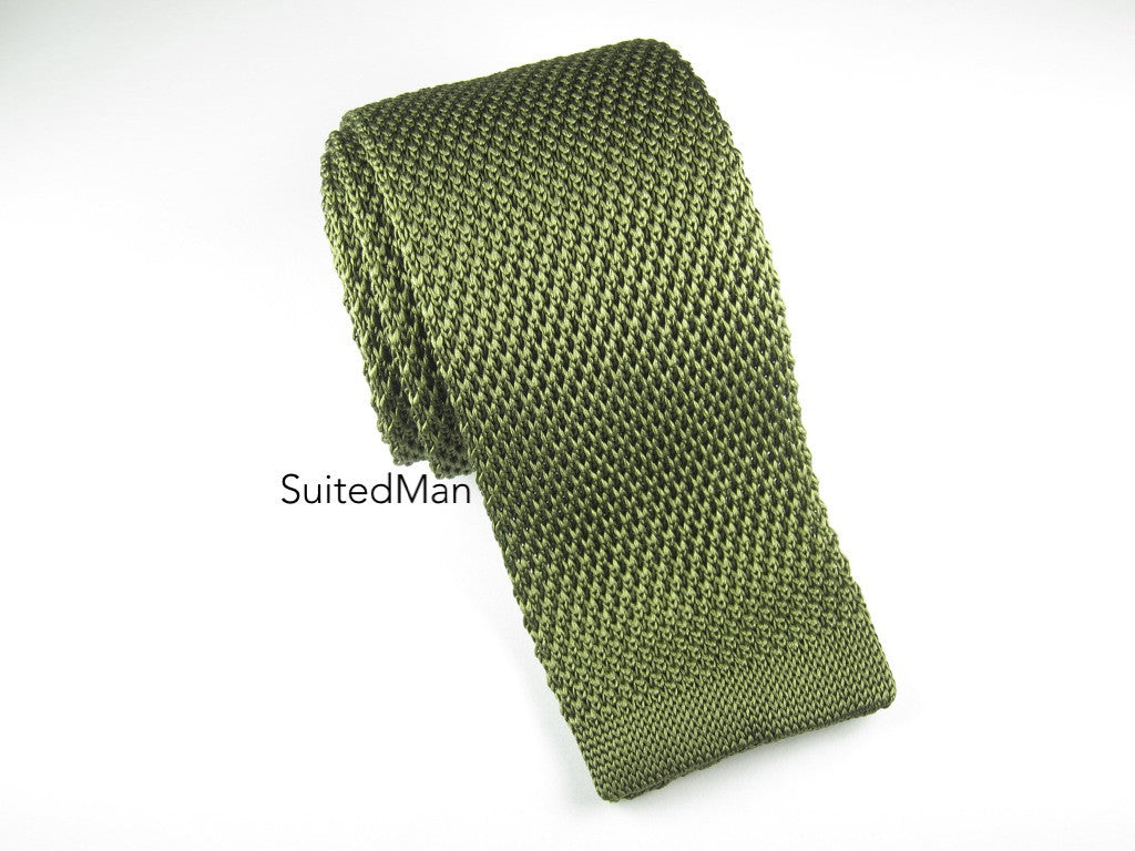 Knit Tie, Olive - SuitedMan