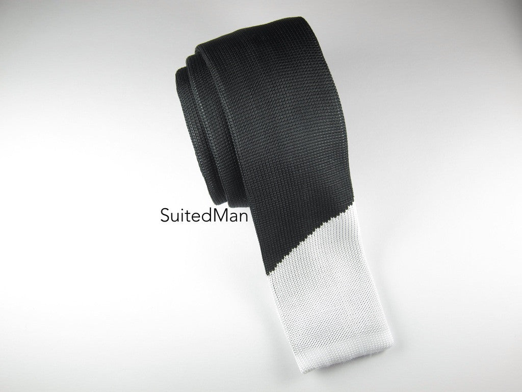 Knit Tie, Colorway, Black/White - SuitedMan