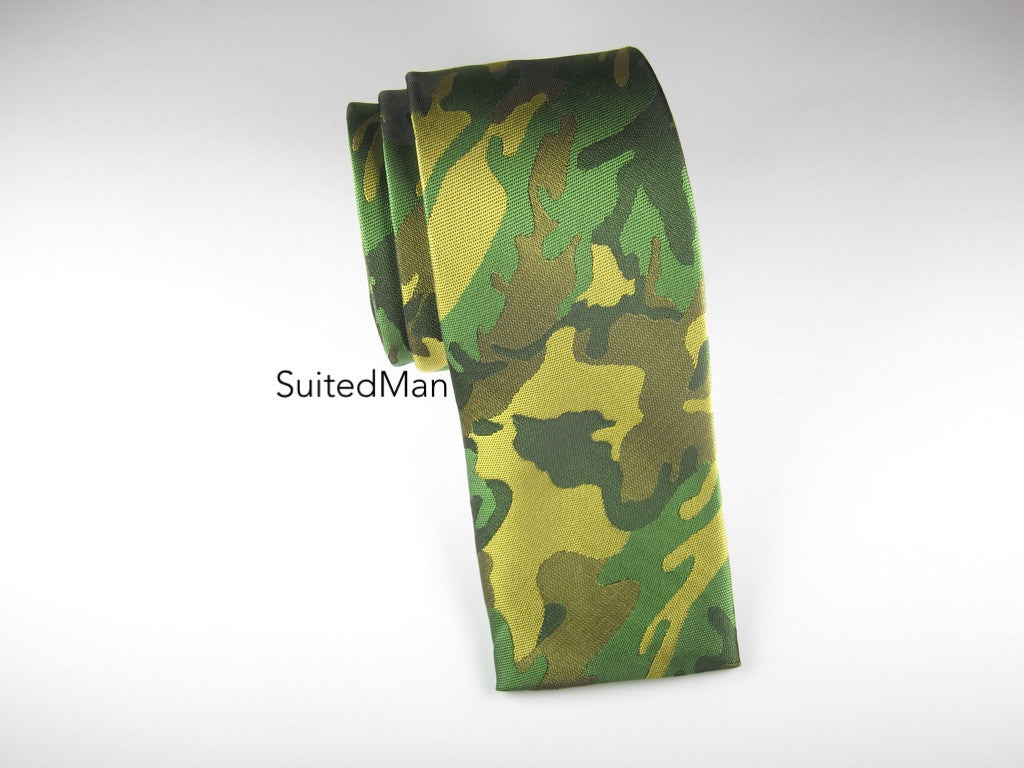 Tie, Camo, Green, Flat End - SuitedMan