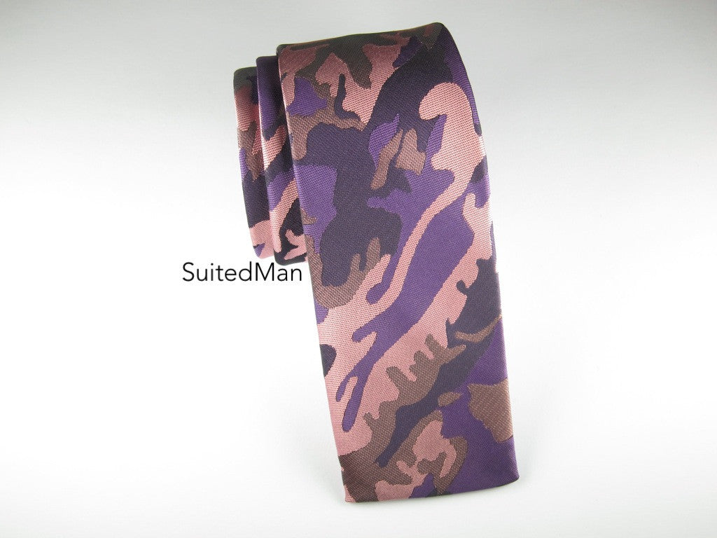 Tie, Camo, Purple, Flat End - SuitedMan