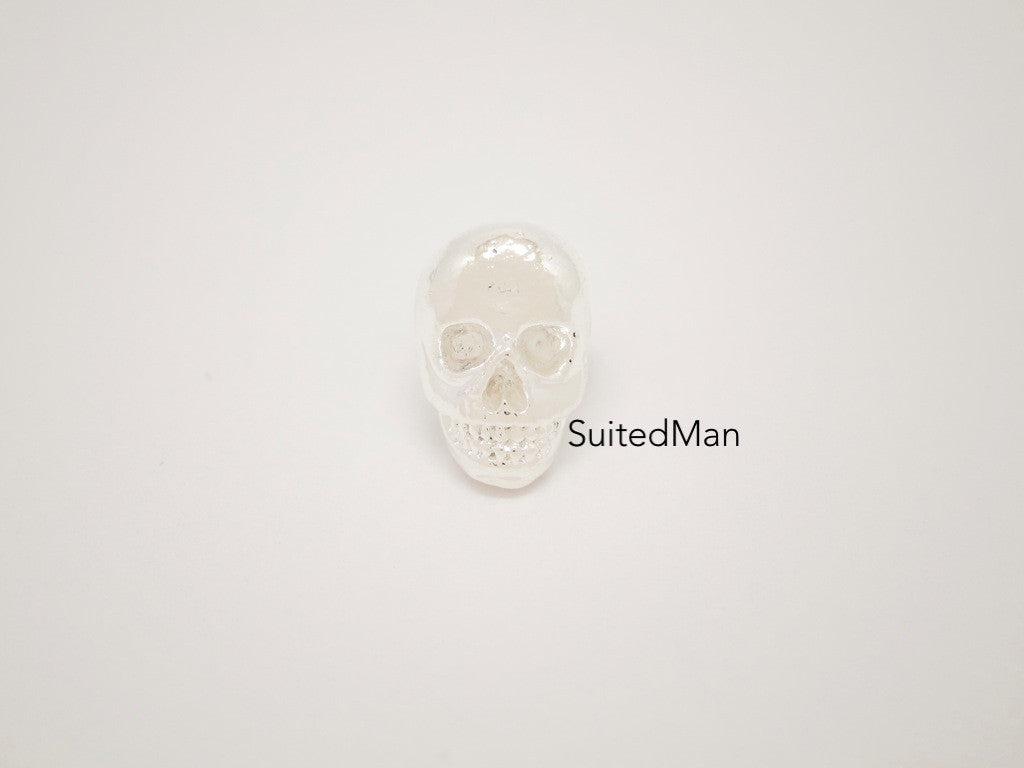 Lapel Pin, Skull, Silver, Butterfly Pin - SuitedMan