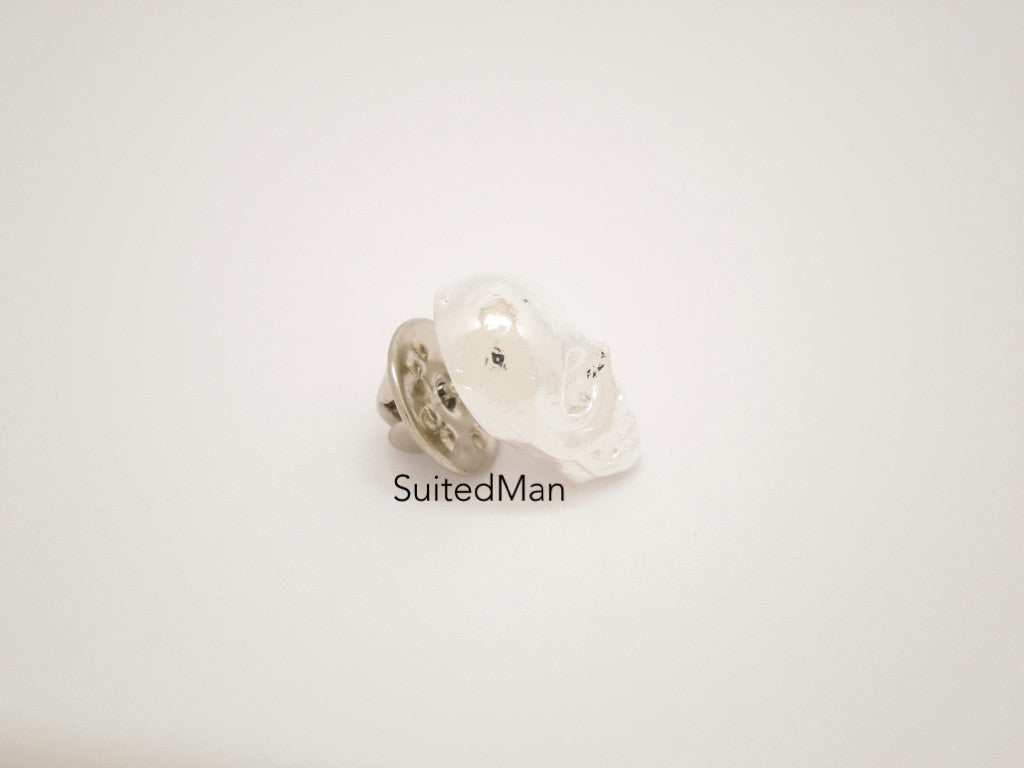 Lapel Pin, Skull, Silver, Butterfly Pin - SuitedMan