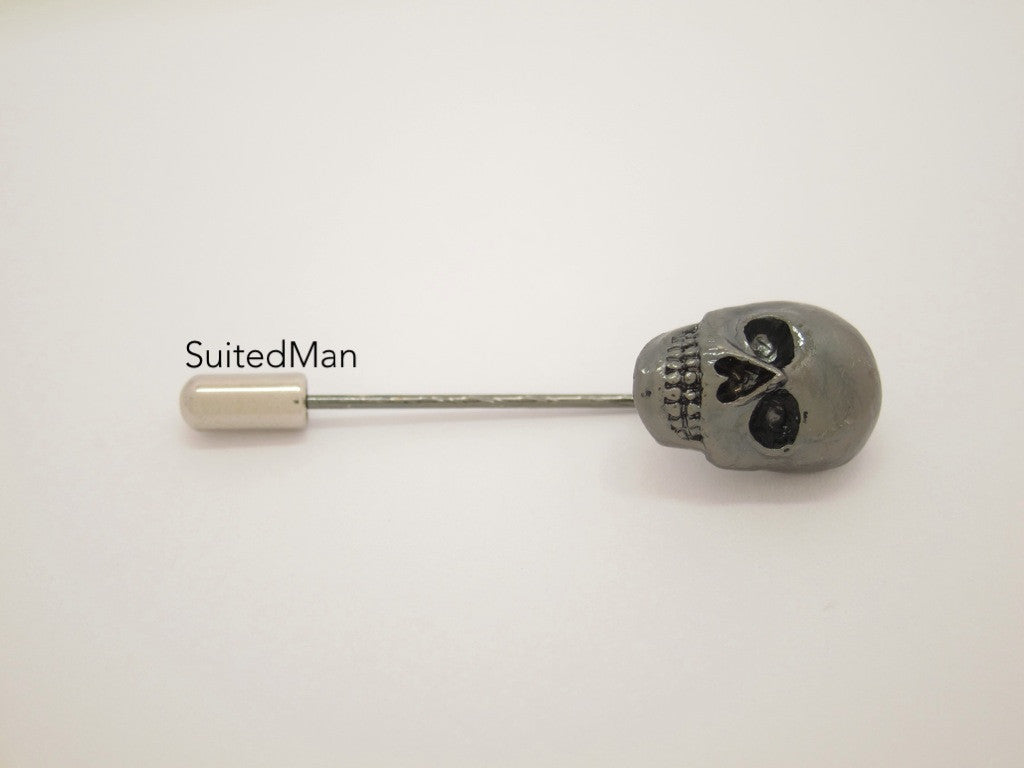 Lapel Pin, Skull, Slate - SuitedMan