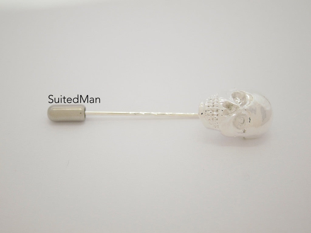 Lapel Pin, Skull, Silver - SuitedMan