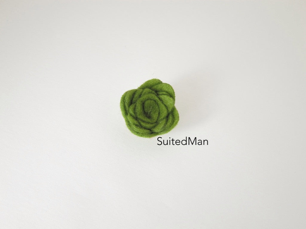 Lapel Flower, Felt, Rosebud, Olive Green - SuitedMan