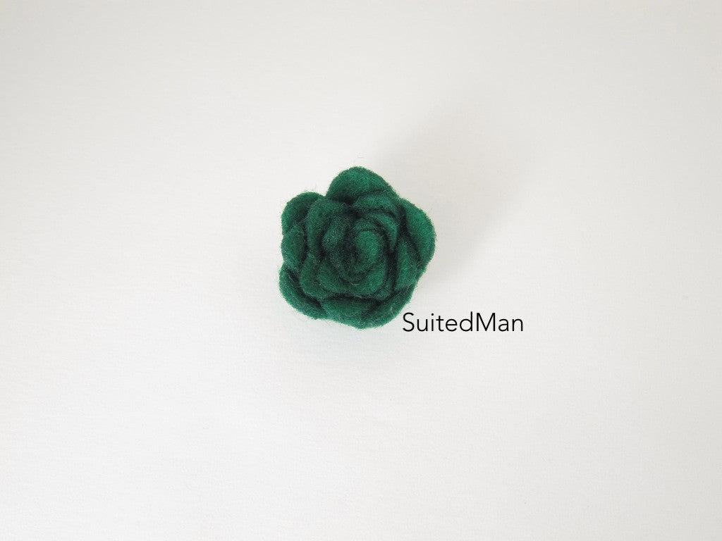 Lapel Flower, Felt, Rosebud, Forest Green - SuitedMan