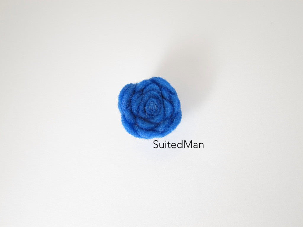 Lapel Flower, Felt, Rosebud, Blue (Limited) - SuitedMan