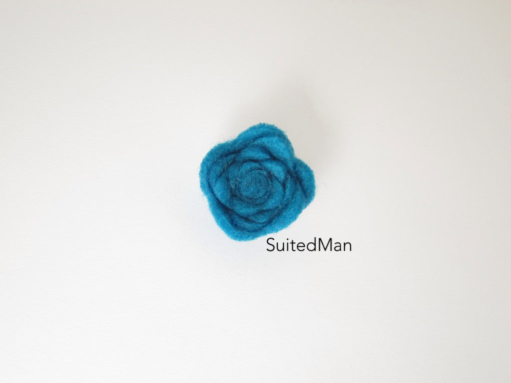 Lapel Flower, Felt, Rosebud, Aqua Blue - SuitedMan