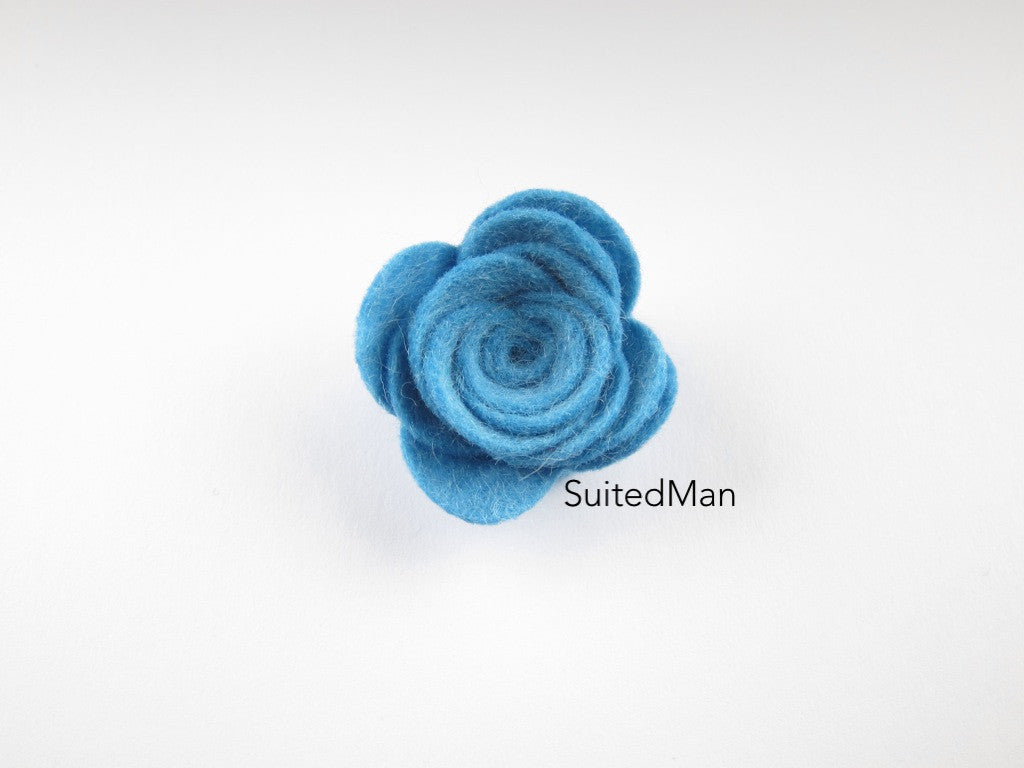 Lapel Flower, Felt, Rose, Blue Robin (Limited) - SuitedMan