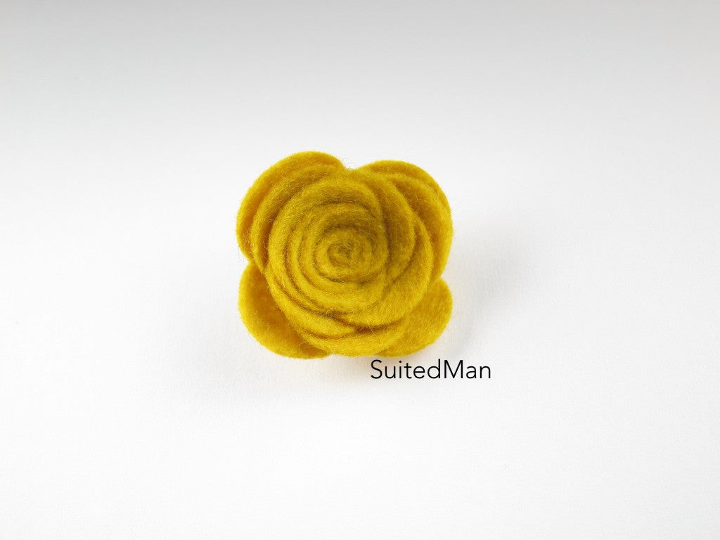 Lapel Flower, Felt, Rose, Old Gold - SuitedMan