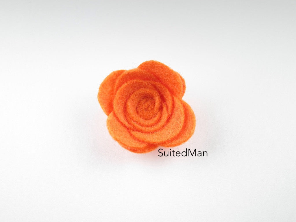 Lapel Flower, Felt, Rose, Tangerine - SuitedMan