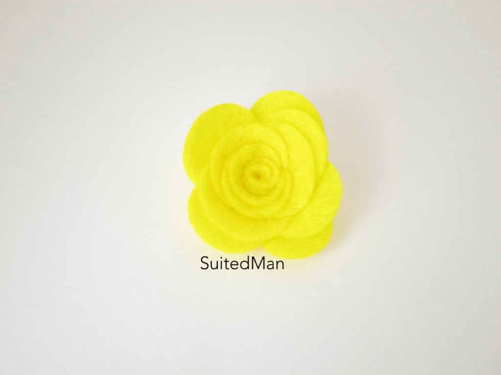 Lapel Flower, Felt, Rose, Canary Yellow - SuitedMan
