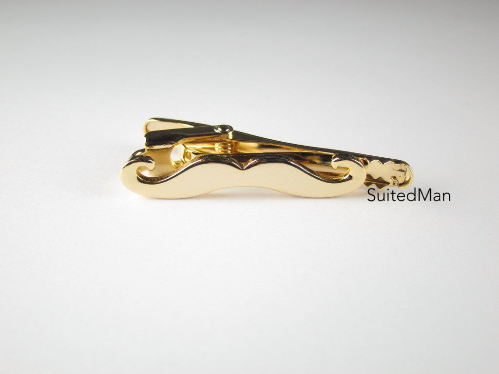 The Curlystache Tie Clip, Goldstache - SuitedMan