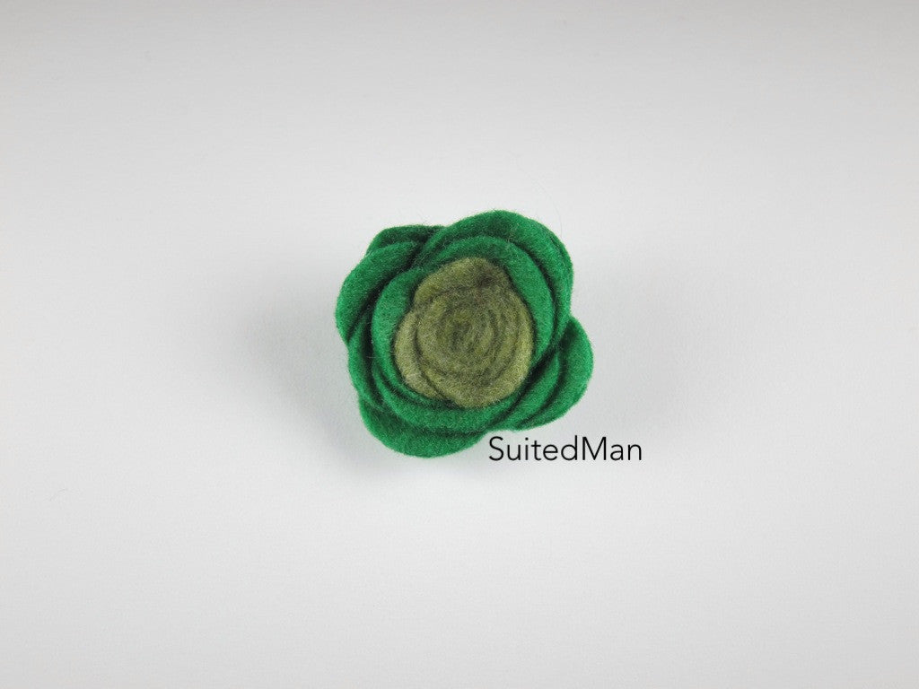 Lapel Flower, Felt, Colorblock, Shades of Green - SuitedMan