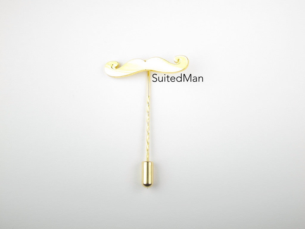 Lapel Pin, Mustache, Gold - SuitedMan