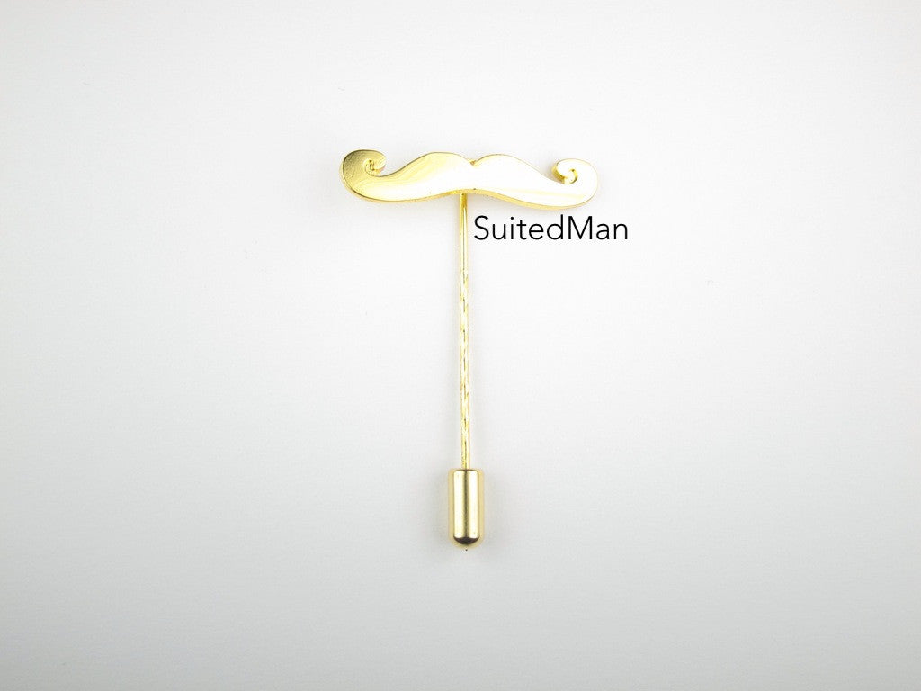 Lapel Pin, Mustache, Gold - SuitedMan